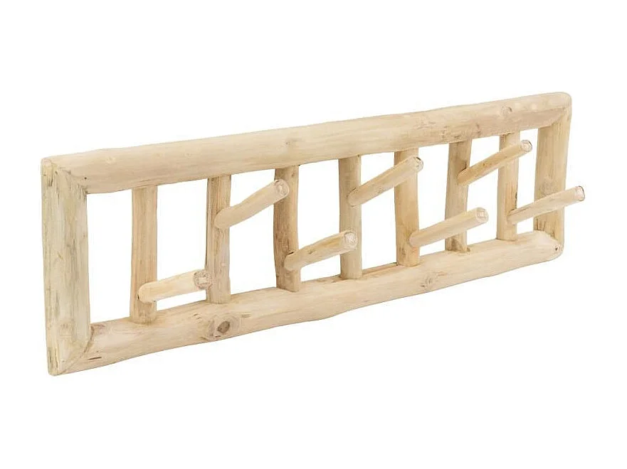 Patère 6 crochets en branches de teck