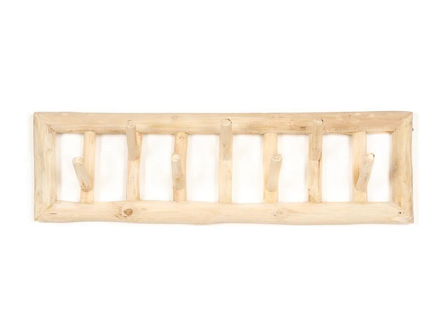 Patère 6 crochets en branches de teck