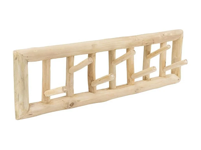Patère 6 crochets en branches de teck