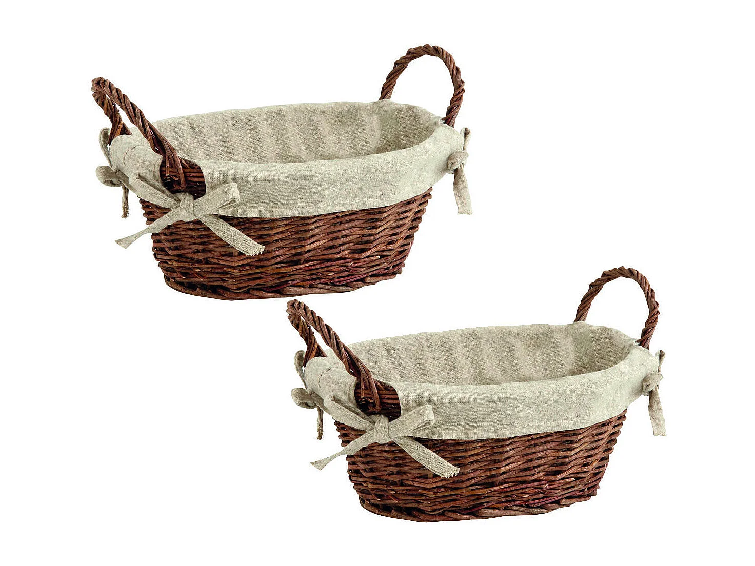 Corbeille en osier doublée jute Lot de 2