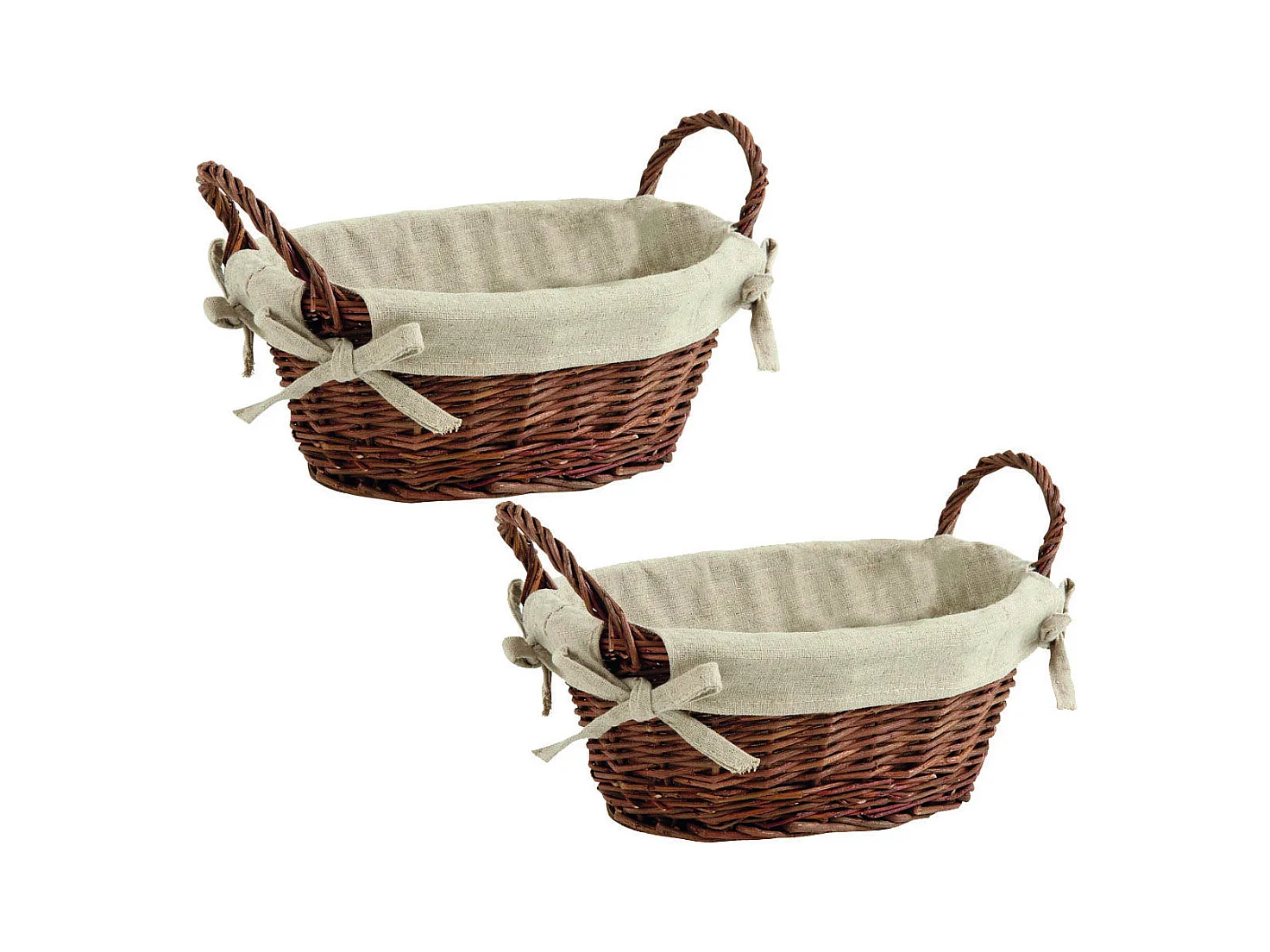 Corbeille en osier doublée jute Lot de 2