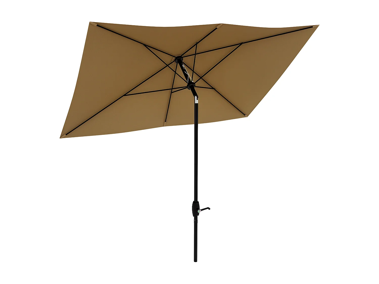 Parasol rectangulaire inclinable de jardin avec manivelle métal polyester haute densité anti UV 50+ chocolat