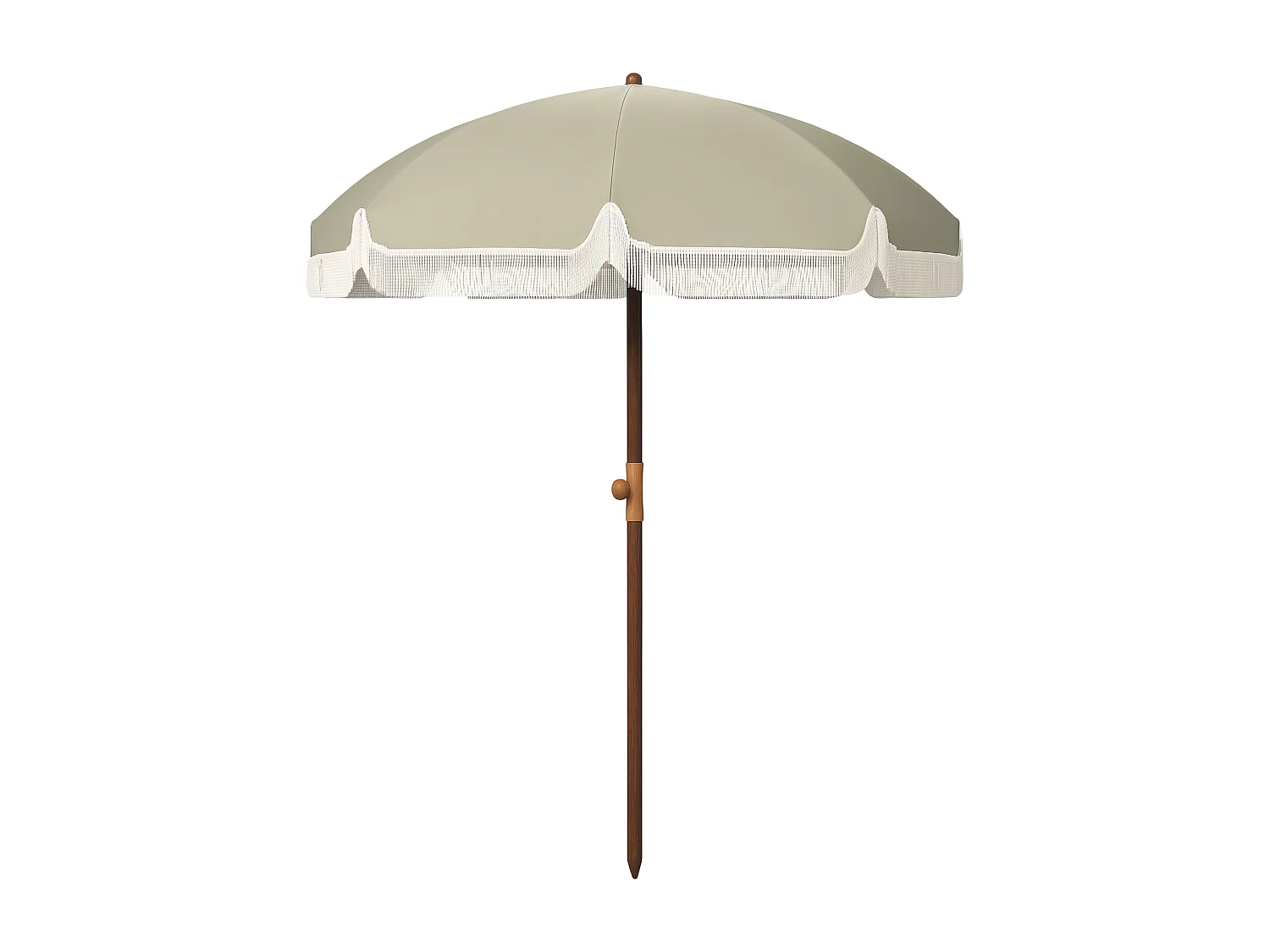 Parasol droit de plage jardin style bohème à franges UV40+ vert