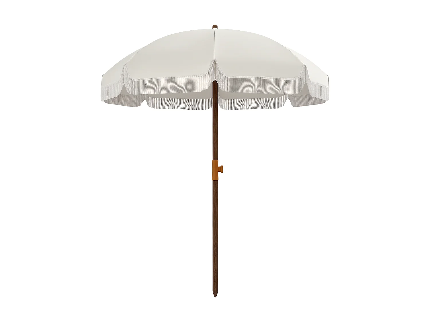 Parasol droit de plage jardin style bohème à franges UV40+ crème