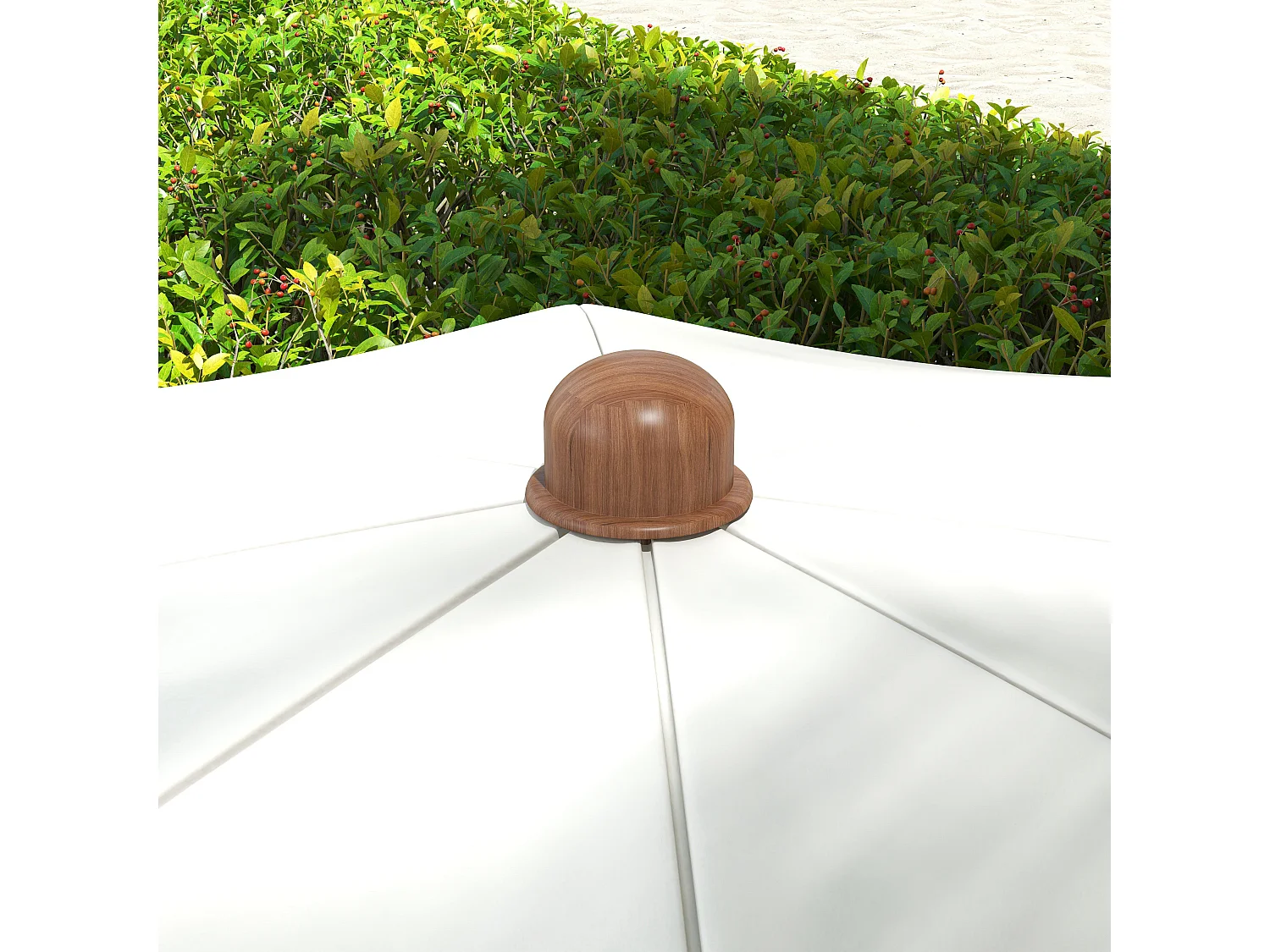 Parasol droit de plage jardin style bohème à franges UV40+ crème