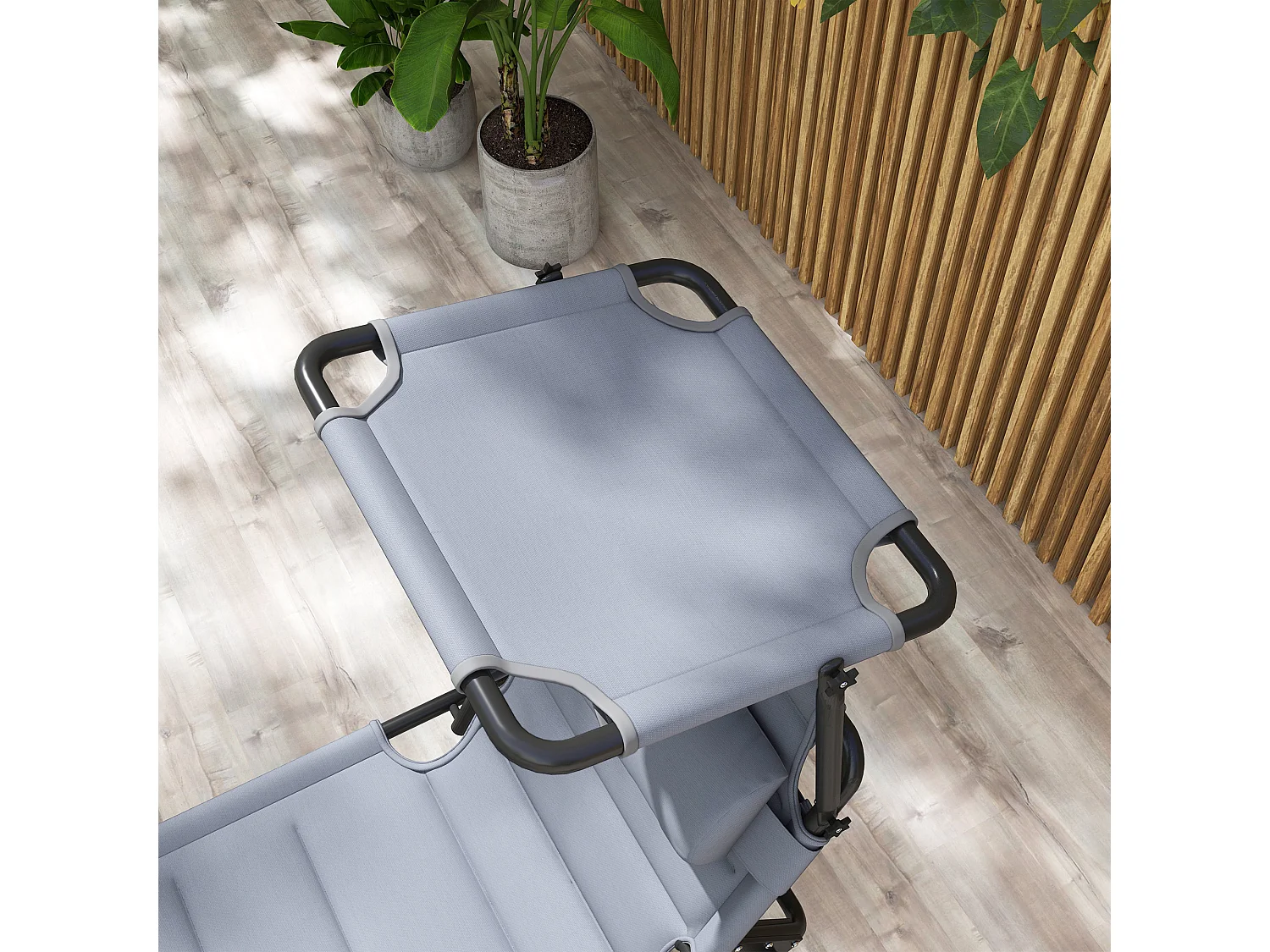 Lot de 2 bains de soleil transats pliables réglables avec pare-soleil gris