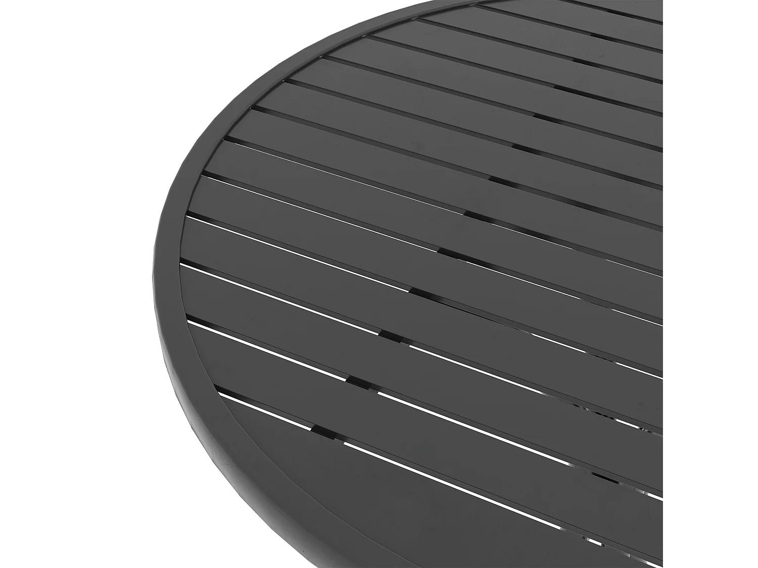 Table de jardin ronde Ø 66 cm acier plateau à lattes noir