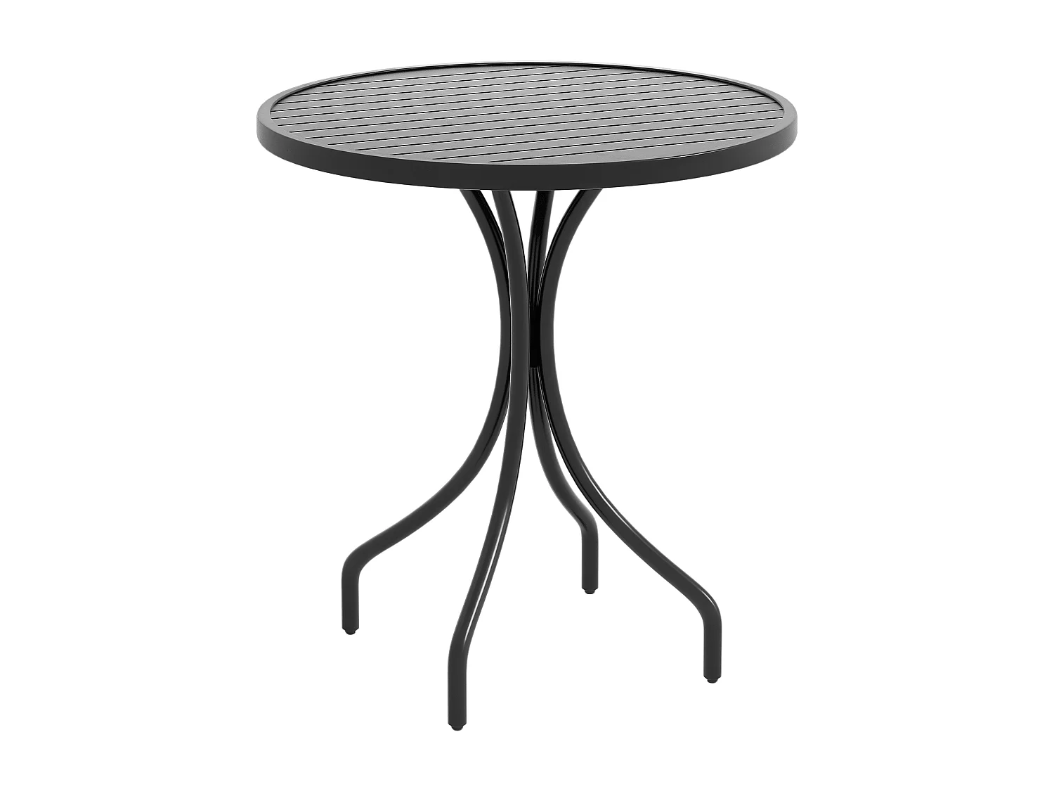 Table de jardin ronde Ø 66 cm acier plateau à lattes noir