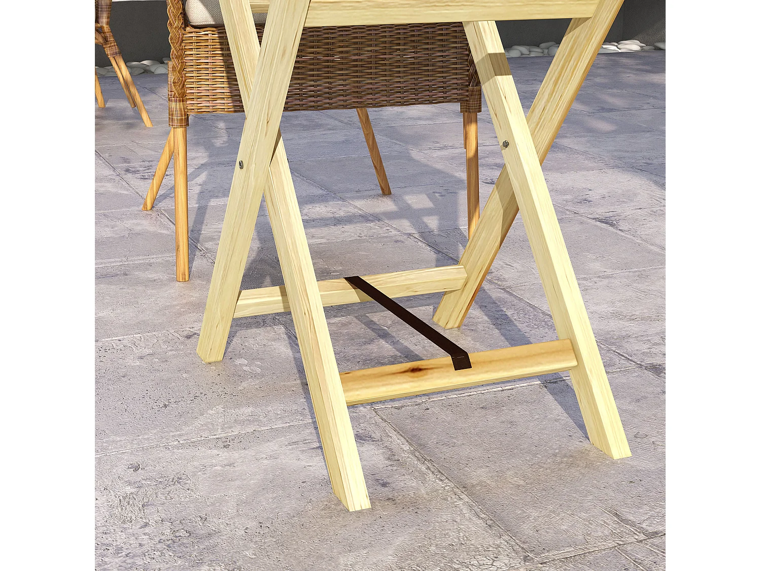 Table de jardin style naturel cosy - dim. 68L x 44l x 75H cm - bois sapin verni