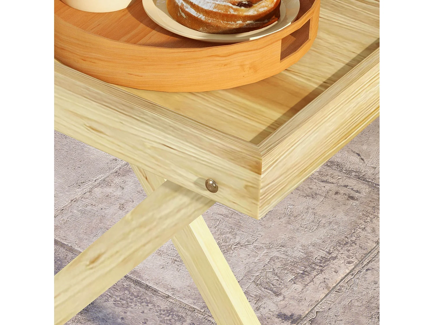 Table de jardin style naturel cosy - dim. 68L x 44l x 75H cm - bois sapin verni