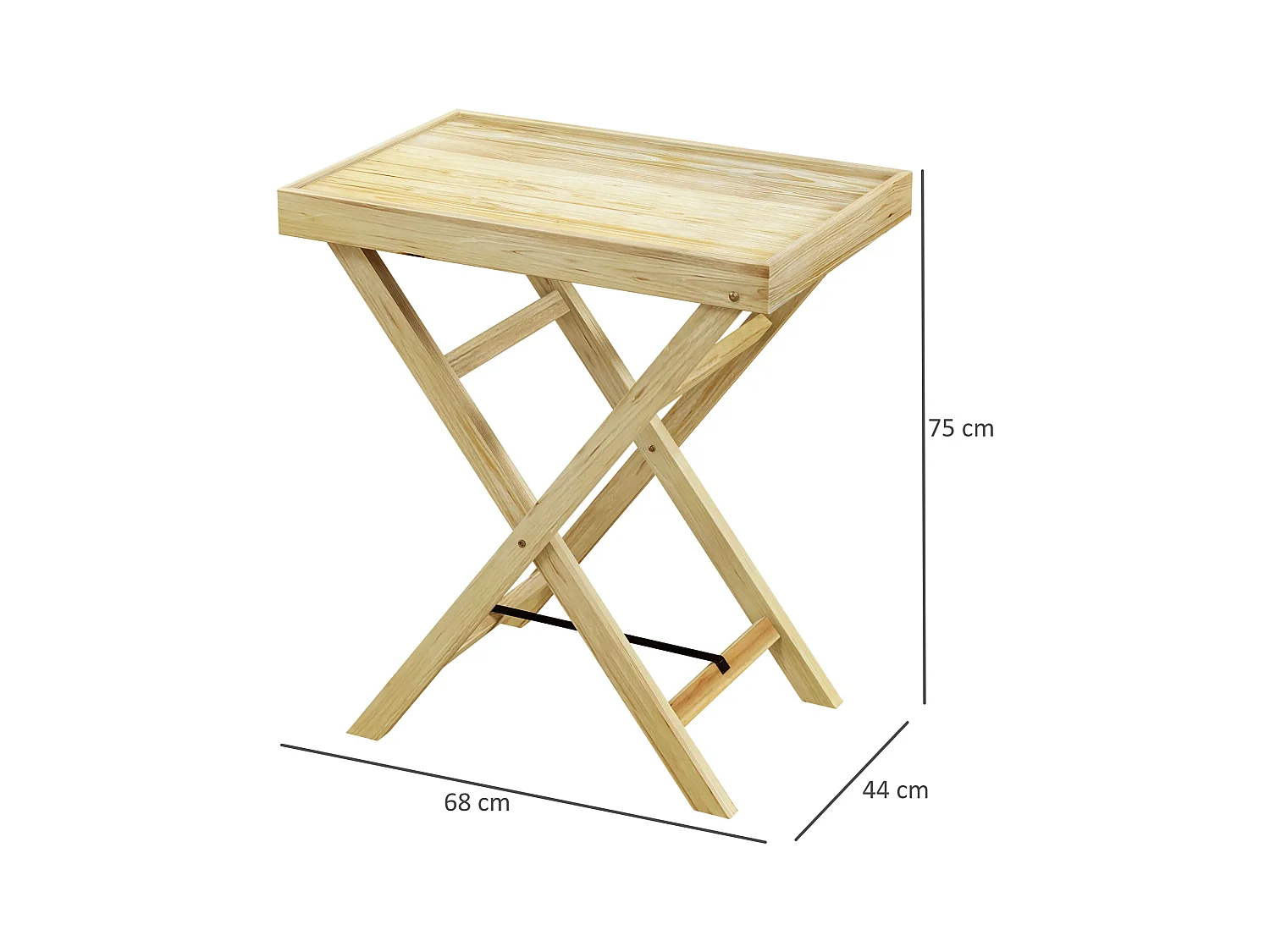 Table de jardin style naturel cosy - dim. 68L x 44l x 75H cm - bois sapin verni