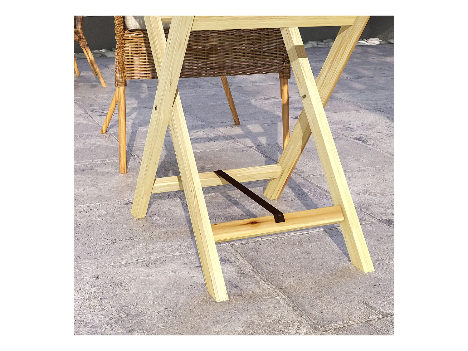 Table de jardin style naturel cosy - dim. 68L x 44l x 75H cm - bois sapin verni