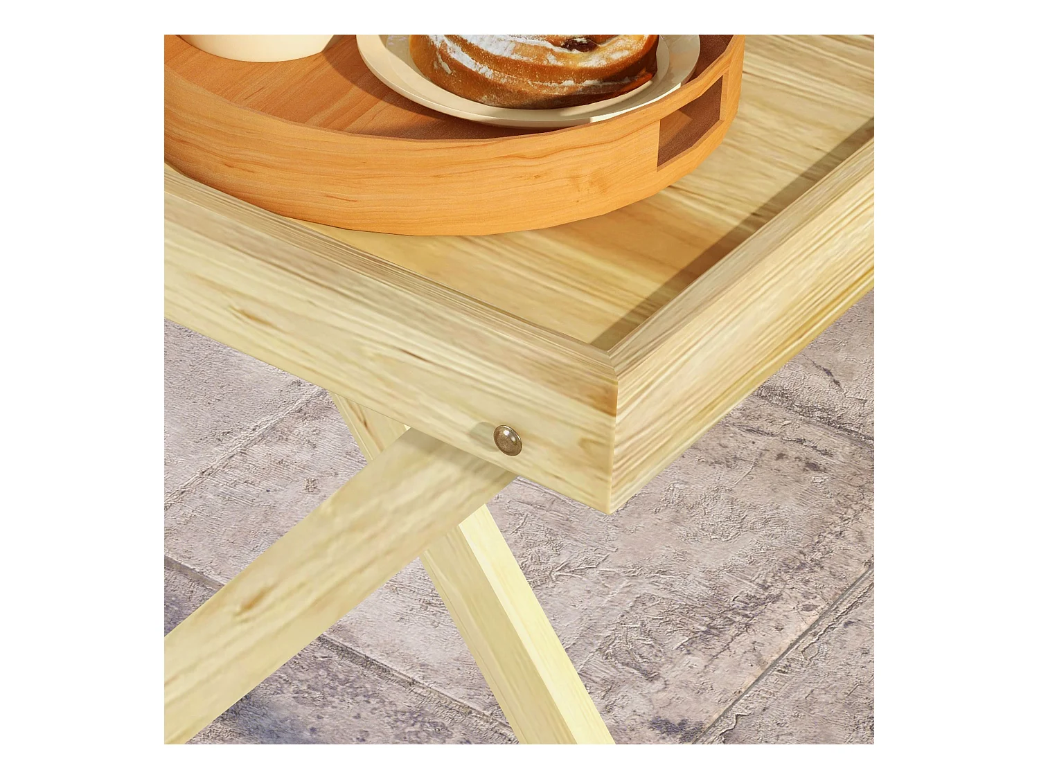 Table de jardin style naturel cosy - dim. 68L x 44l x 75H cm - bois sapin verni