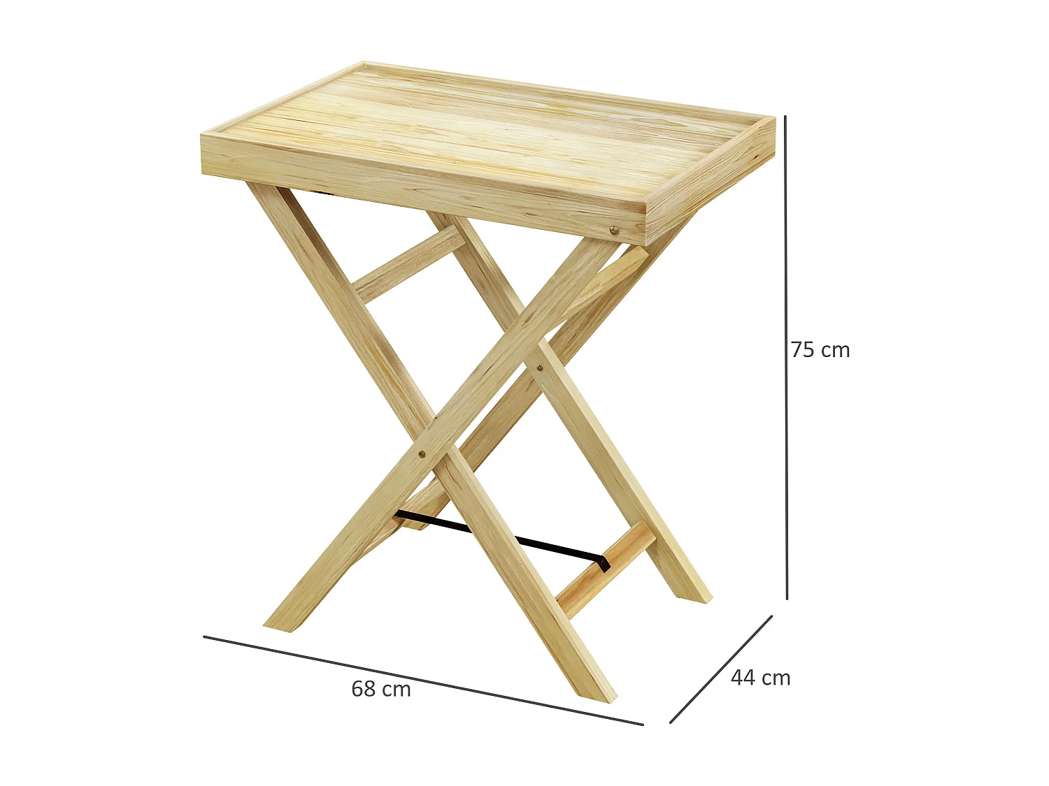 Table de jardin style naturel cosy - dim. 68L x 44l x 75H cm - bois sapin verni