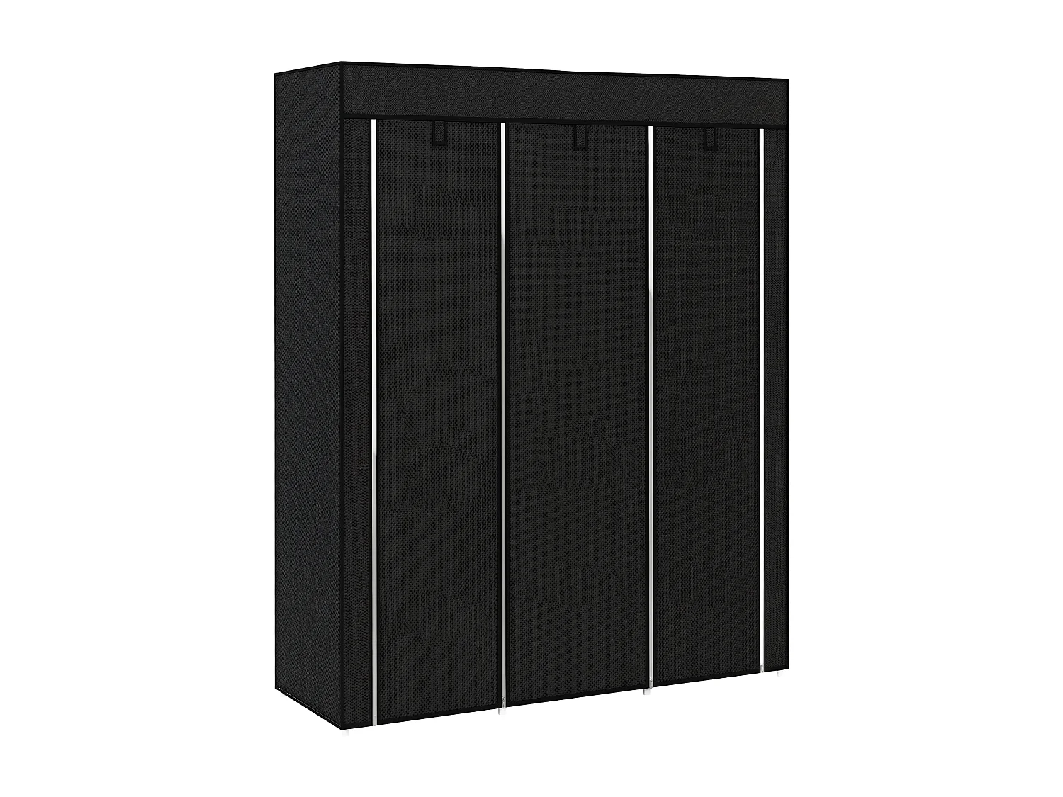 Armoire penderie multi-rangement - 8 étagères, 2 barres - dim. 125L x 43l x 162,5H cm - acier noir non tissé noir