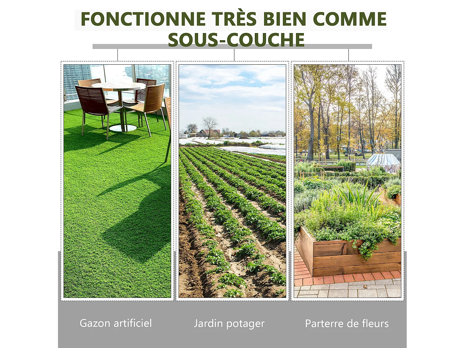 Toile de paillage - toile anti mauvaises herbes 130 g/m² - indéchirable perméable à l'eau anti UV - PP noir vert