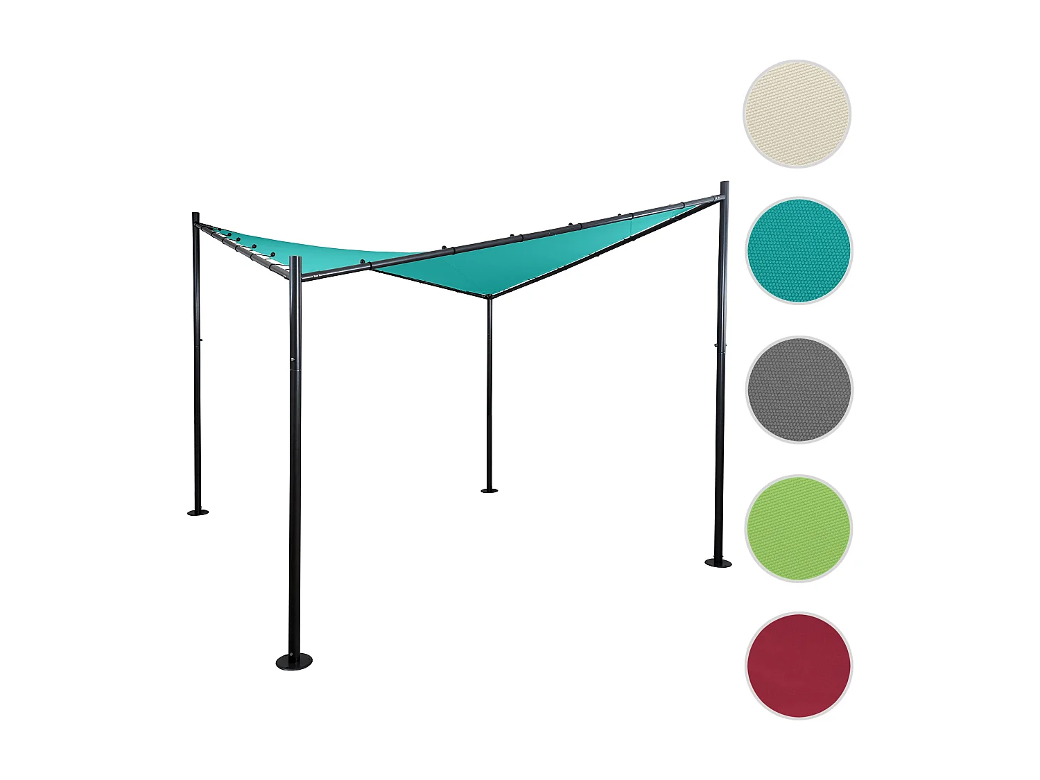 Gazebo pergola MCW-A41 acciaio poliestere ~ 4x4m azzurro