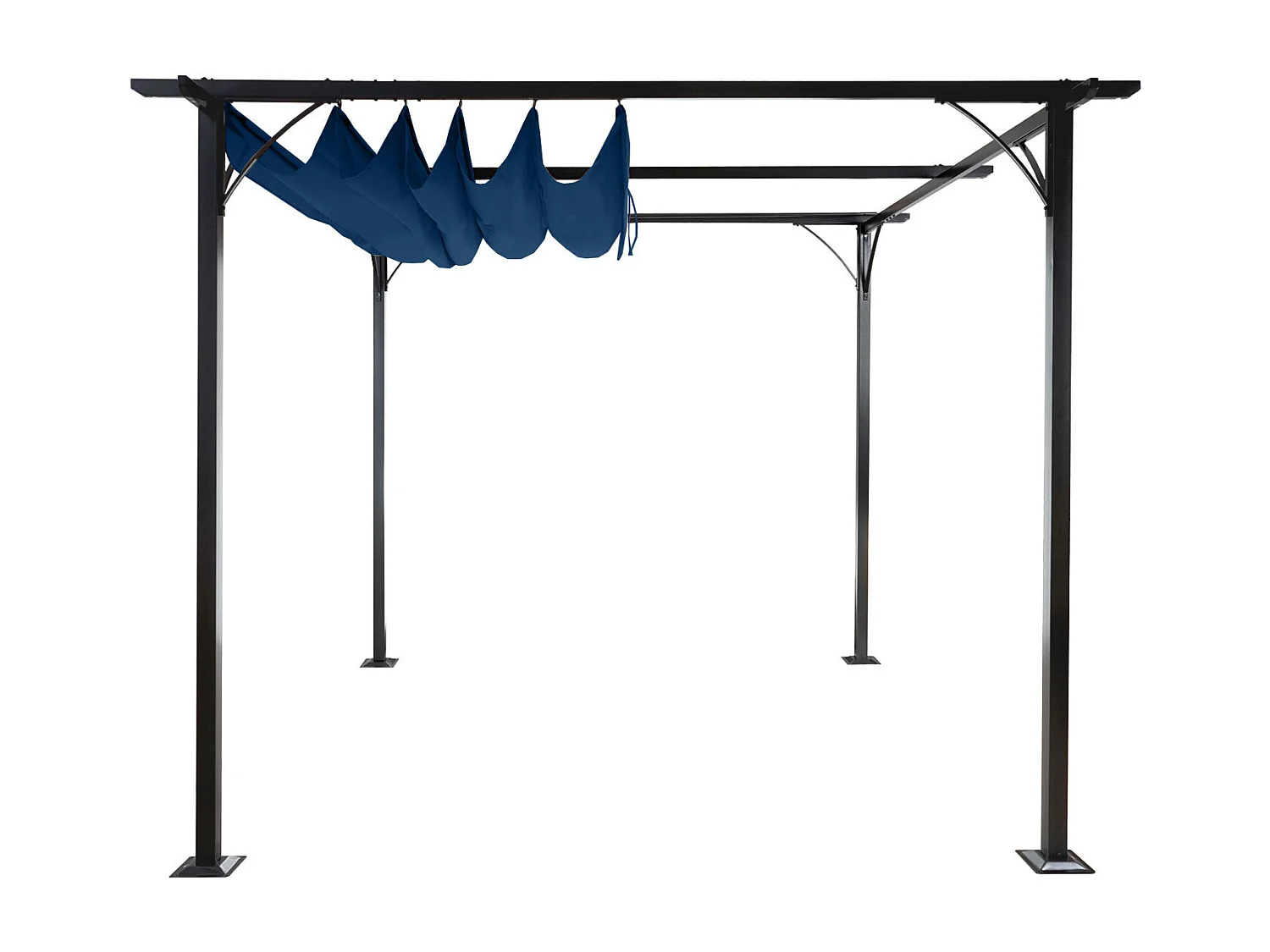 Gazebo pergola baldacchino moderno elegante giardino patio MCW-C42 acciaio poliestere 3x3m blu
