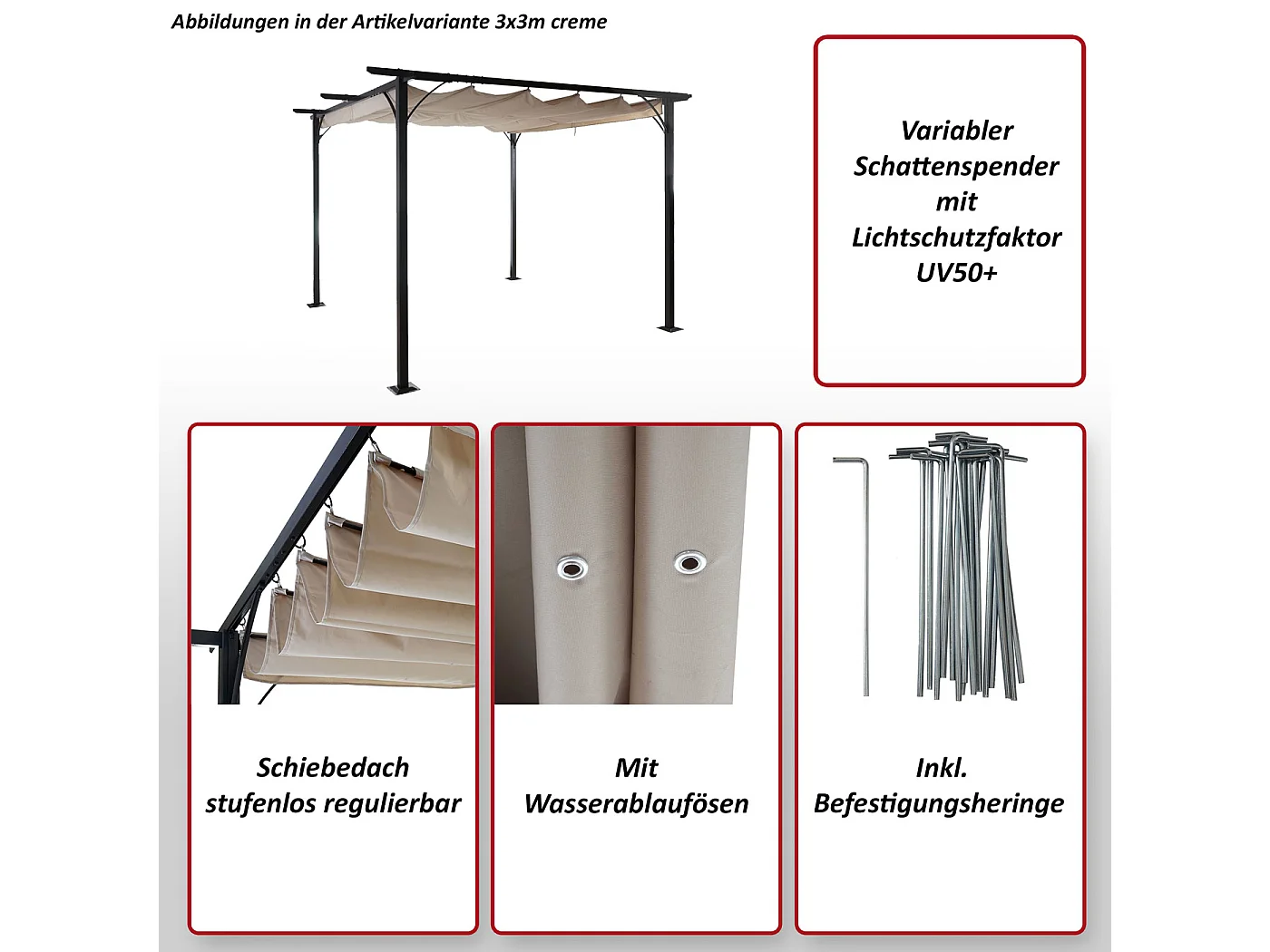 Gazebo pergola baldacchino moderno elegante giardino patio MCW-C42 acciaio poliestere 3x3m blu