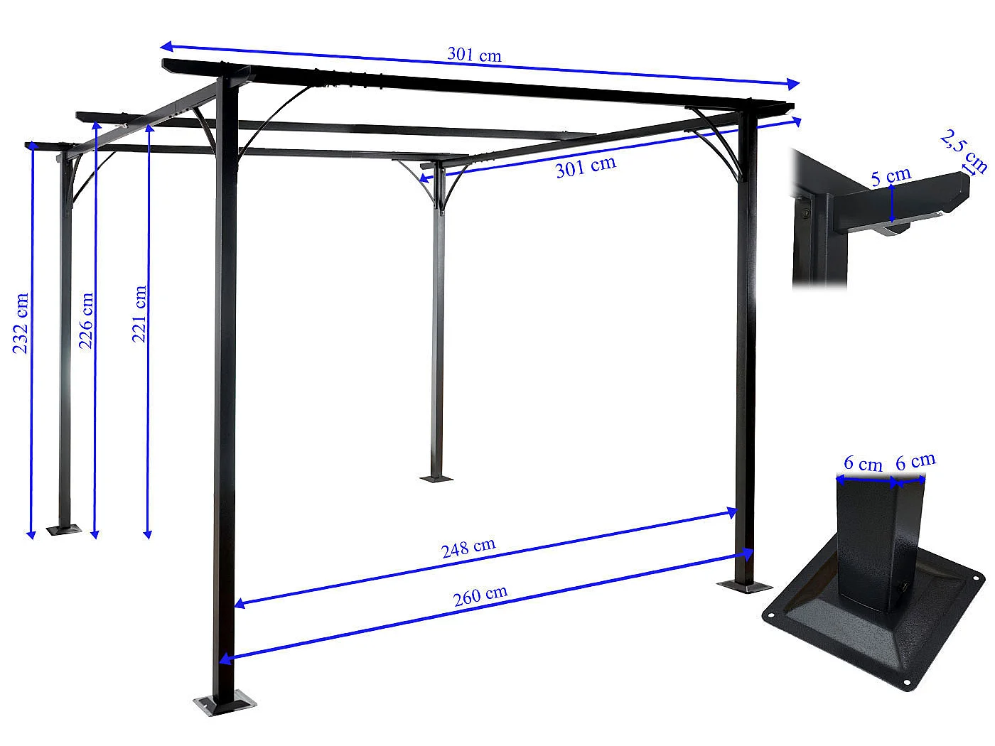 Pergola MCW-C42,  3x3 m, blå