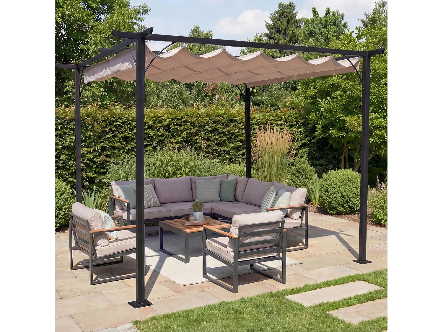 Pergola MCW-C42,  3x3 m, cremefarvet