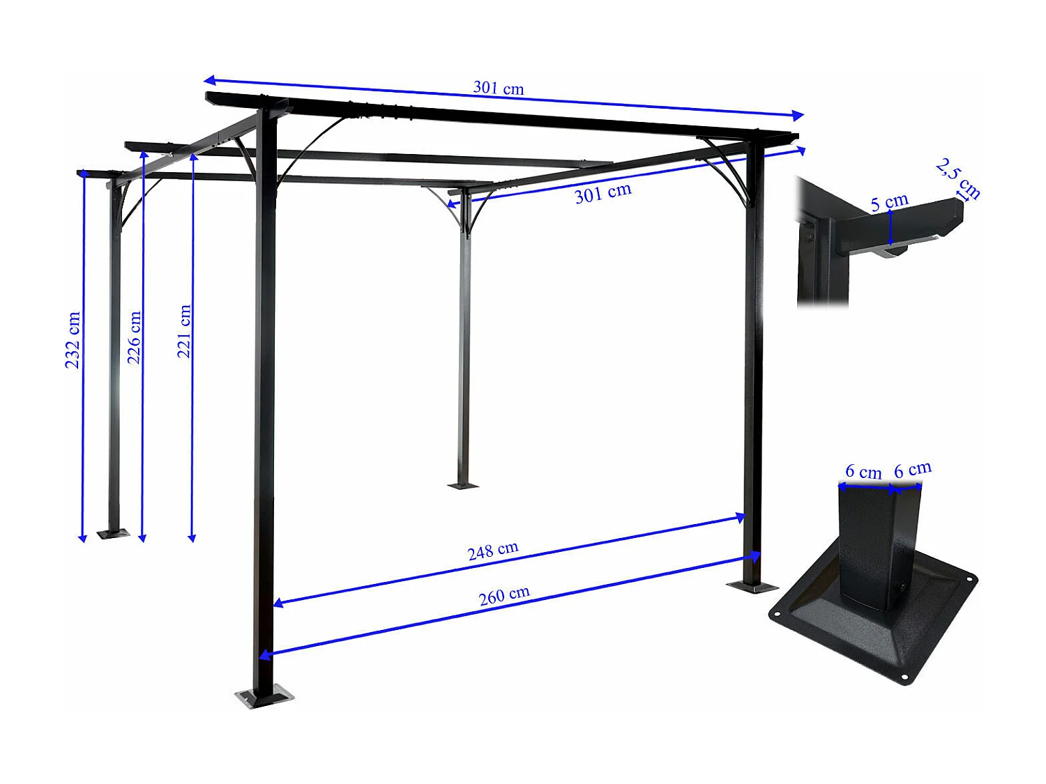 Pergola MCW-C42,  3x3m terakota