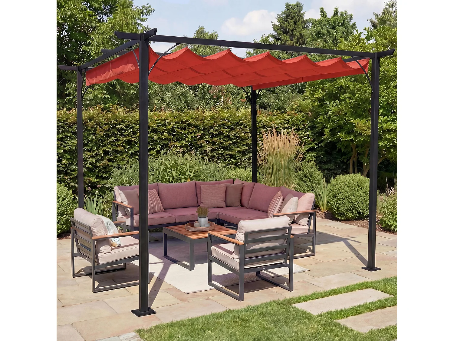 Pergola MCW-C42, 3x3m terracotta