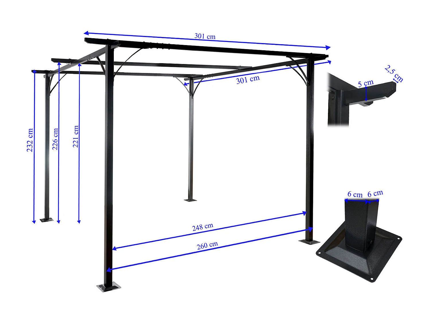 Pergola MCW-C42,  3x3 m terrakotta