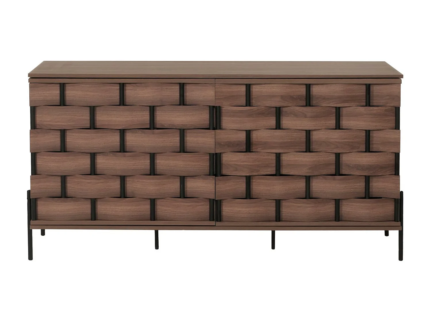 Credenza armadietto sideboard push to open MCW-M44 80x153x40cm legno effetto 3D marrone