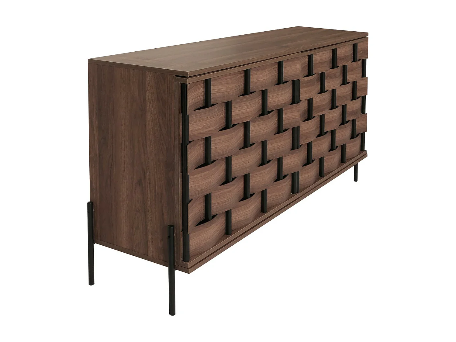 Credenza armadietto sideboard push to open MCW-M44 80x153x40cm legno effetto 3D marrone