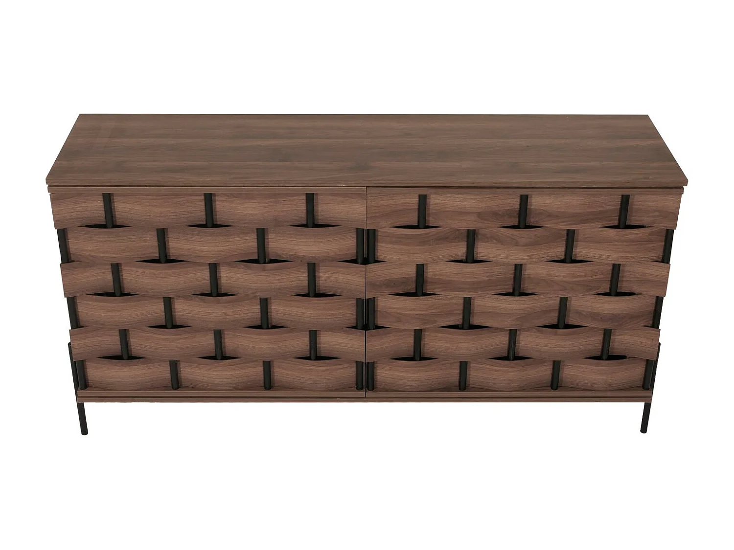 Credenza armadietto sideboard push to open MCW-M44 80x153x40cm legno effetto 3D marrone