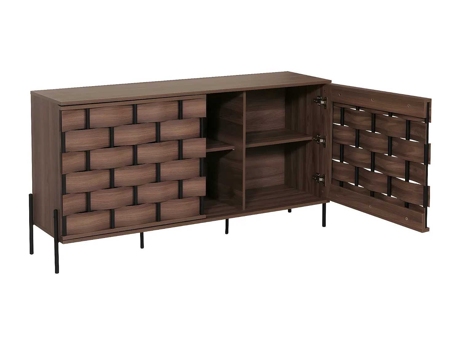Credenza armadietto sideboard push to open MCW-M44 80x153x40cm legno effetto 3D marrone