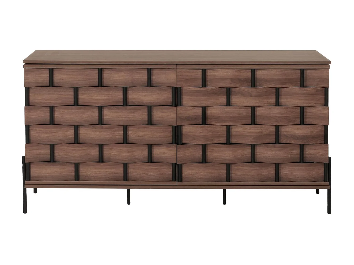 Sideboard MCW-M44, Kommode Schrank Anrichte, 3D-Flecht-Design Push-to-open Türen 152x80x40cm, braun