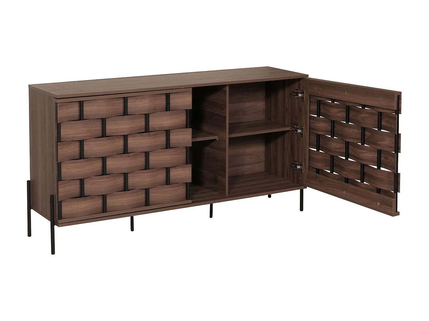 Sideboard MCW-M44, Kommode Schrank Anrichte, 3D-Flecht-Design Push-to-open Türen 152x80x40cm, braun