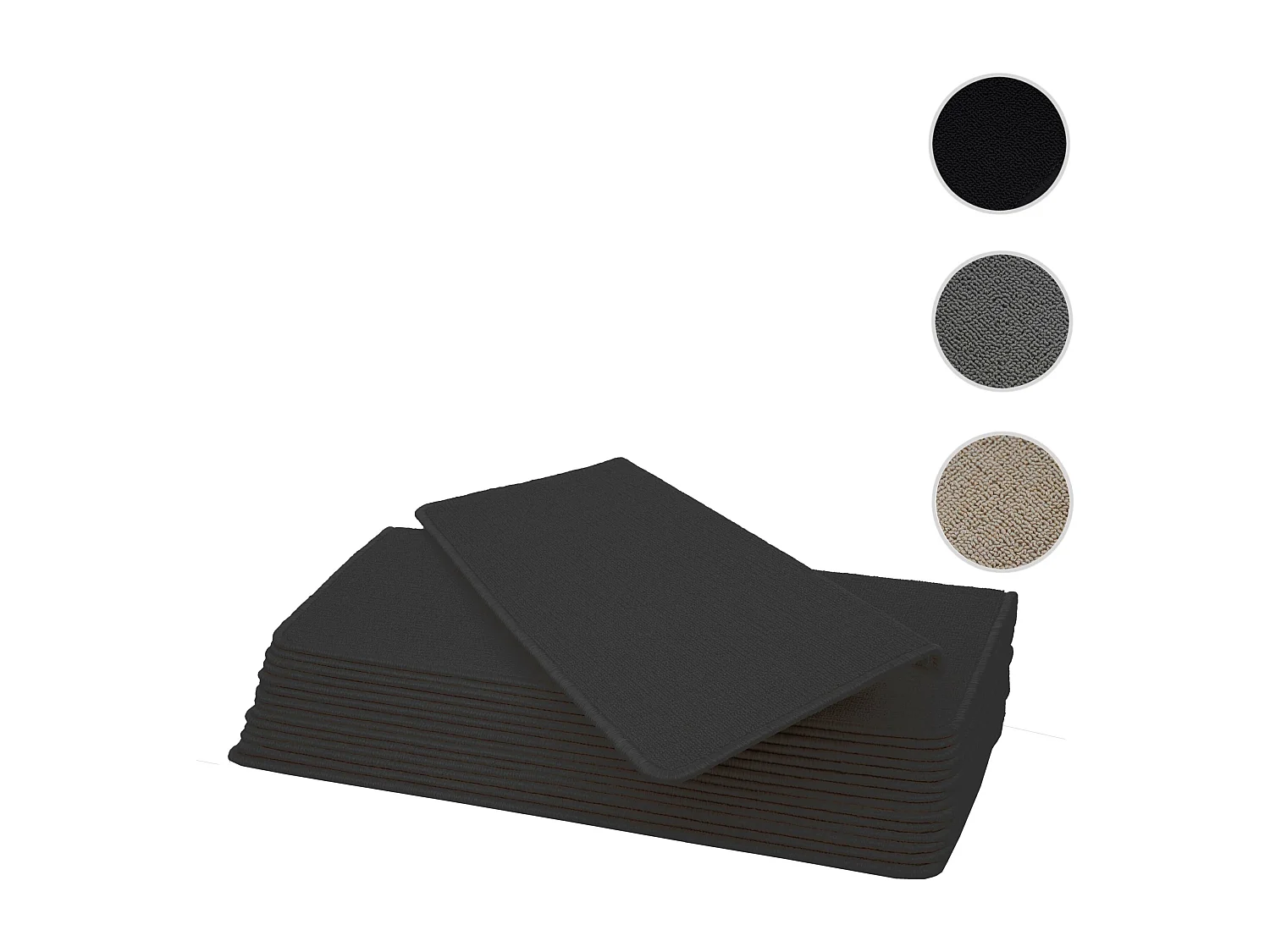 Tapete de degraus MCW-G49 (conjunto de 15),  retangular, preto-antracite