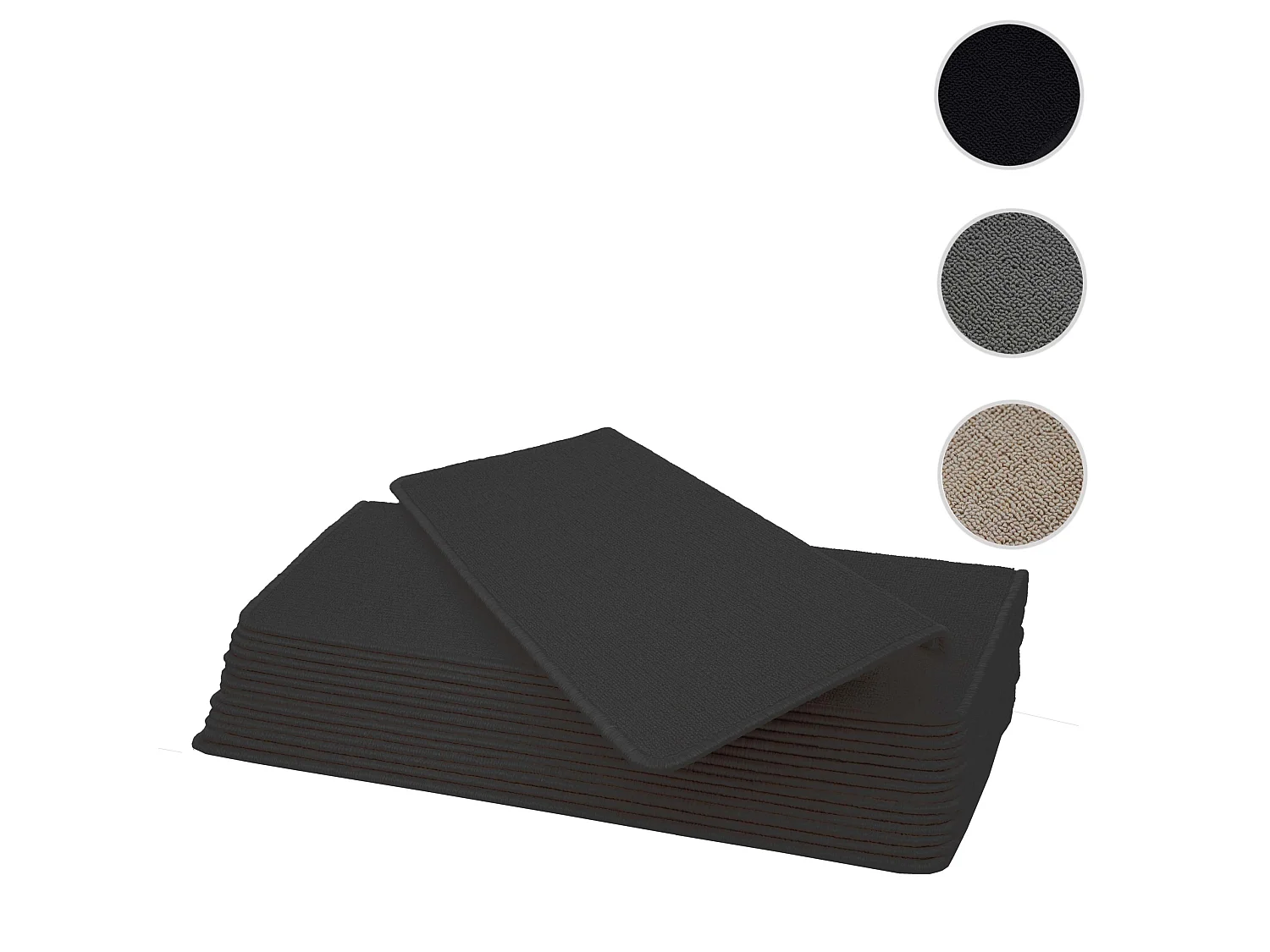 MCW-G49 stair mat (set of 15),  rectangular, black and anthracite