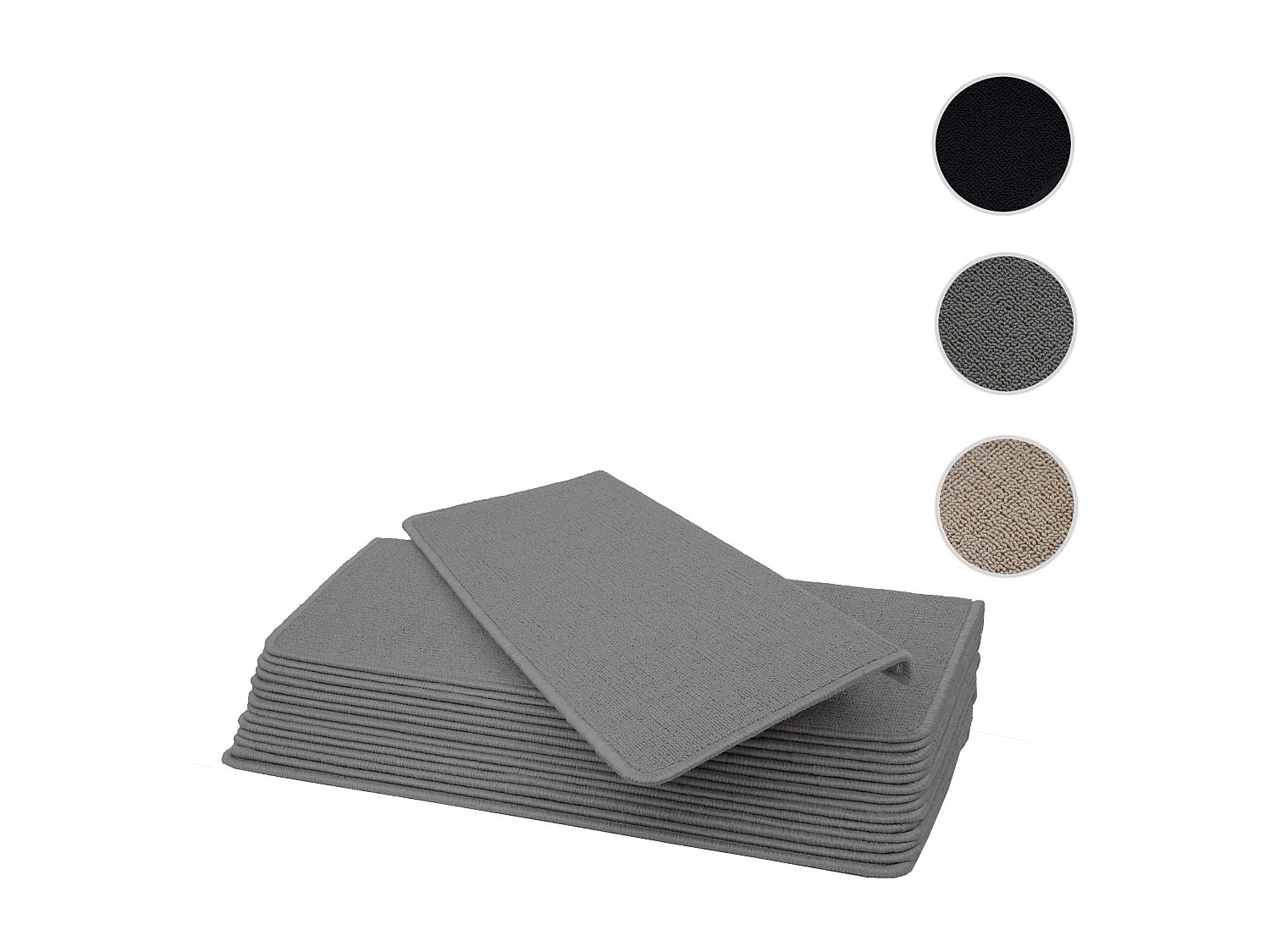 MCW-G49 stair mat (set of 15),  rectangular, grey