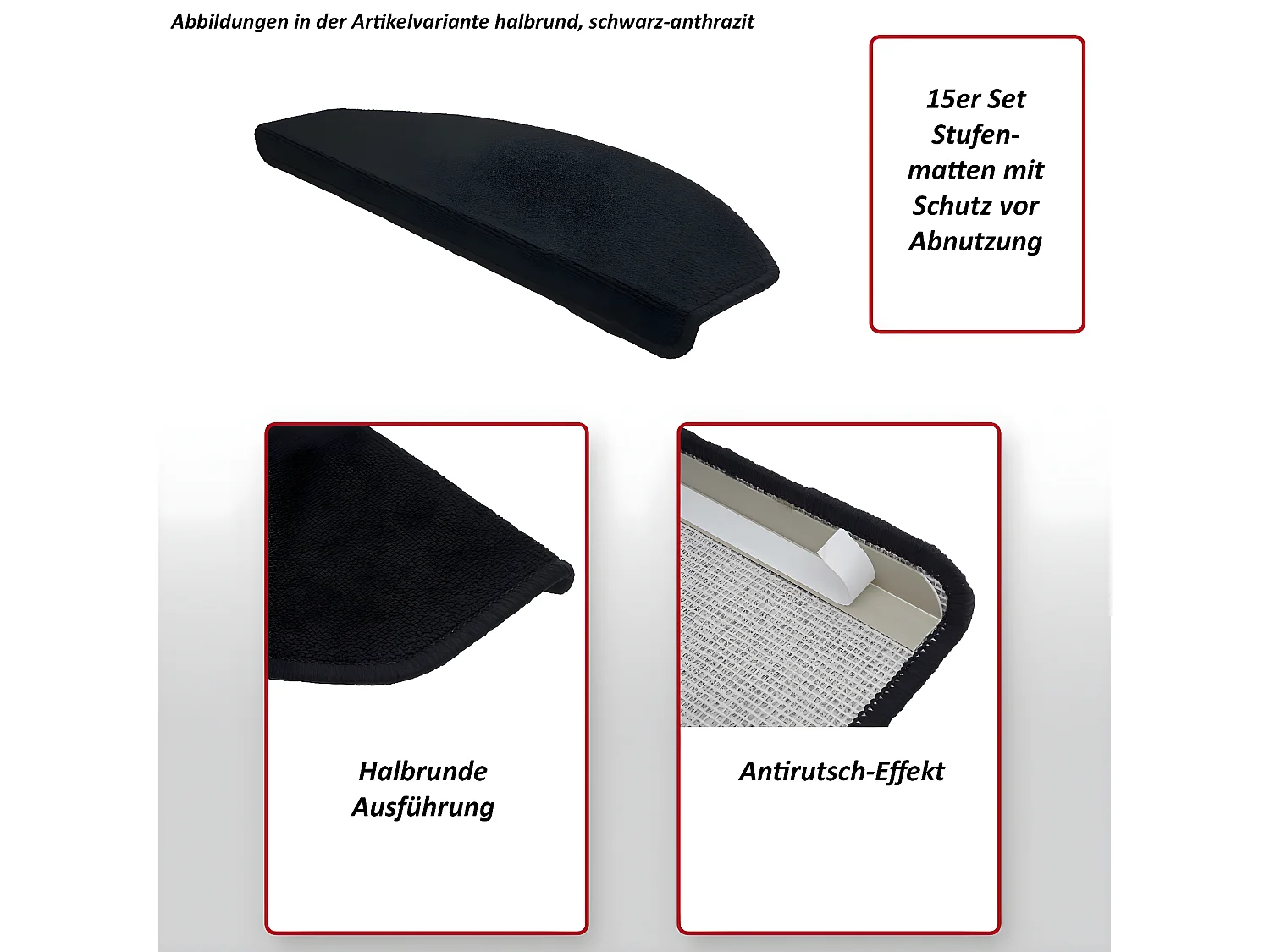 Mata do stepowania MCW-G49 (zestaw 15 sztuk),  półokrągły, bordowy