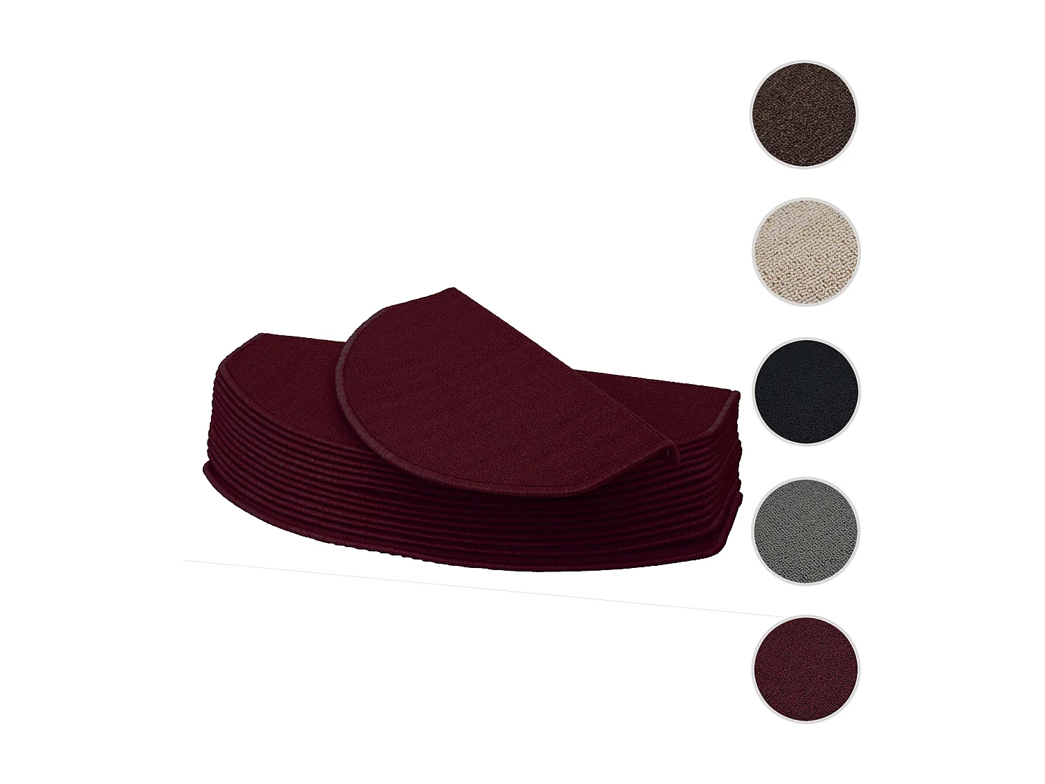 MCW-G49 stair mat (set of 15),  semi-circular, burgundy
