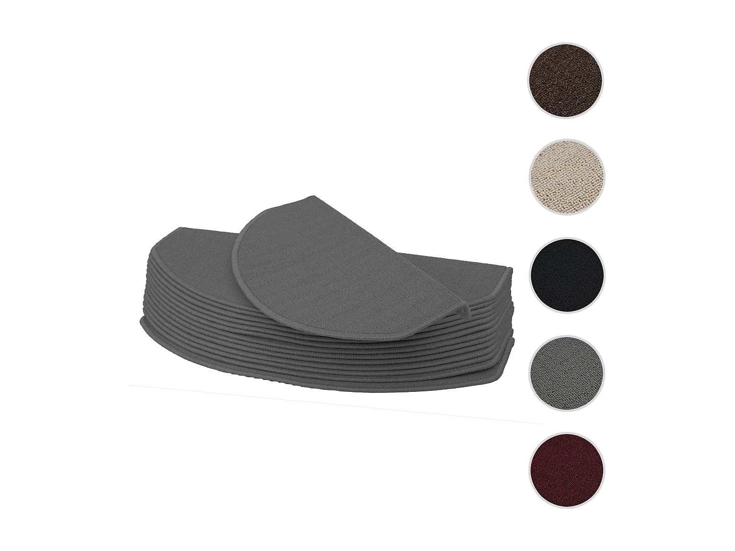 Tappetini per scale autoadesivi semicircolari MCW-G49 15 pezzi 65x25cm grigio