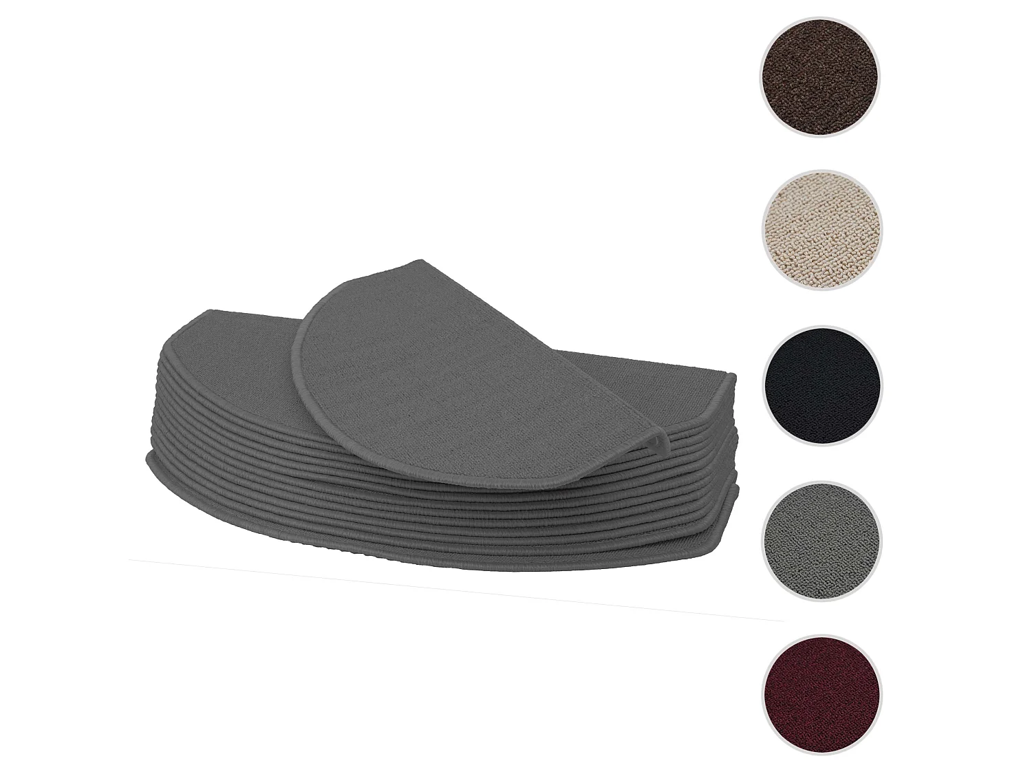MCW-G49 stair mat (set of 15),  semi-circular, grey