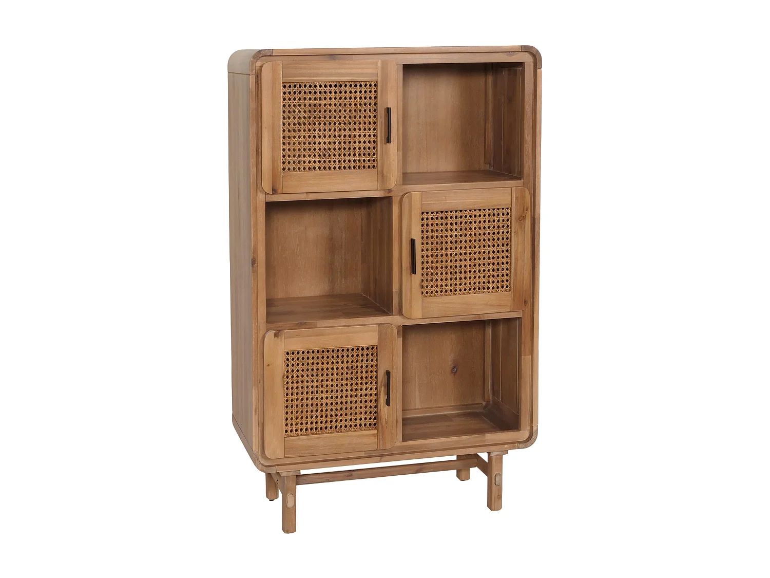 Credenza cassettiera highboard vintage MCW-M47 141x90x35cm rattan legno acacia teak