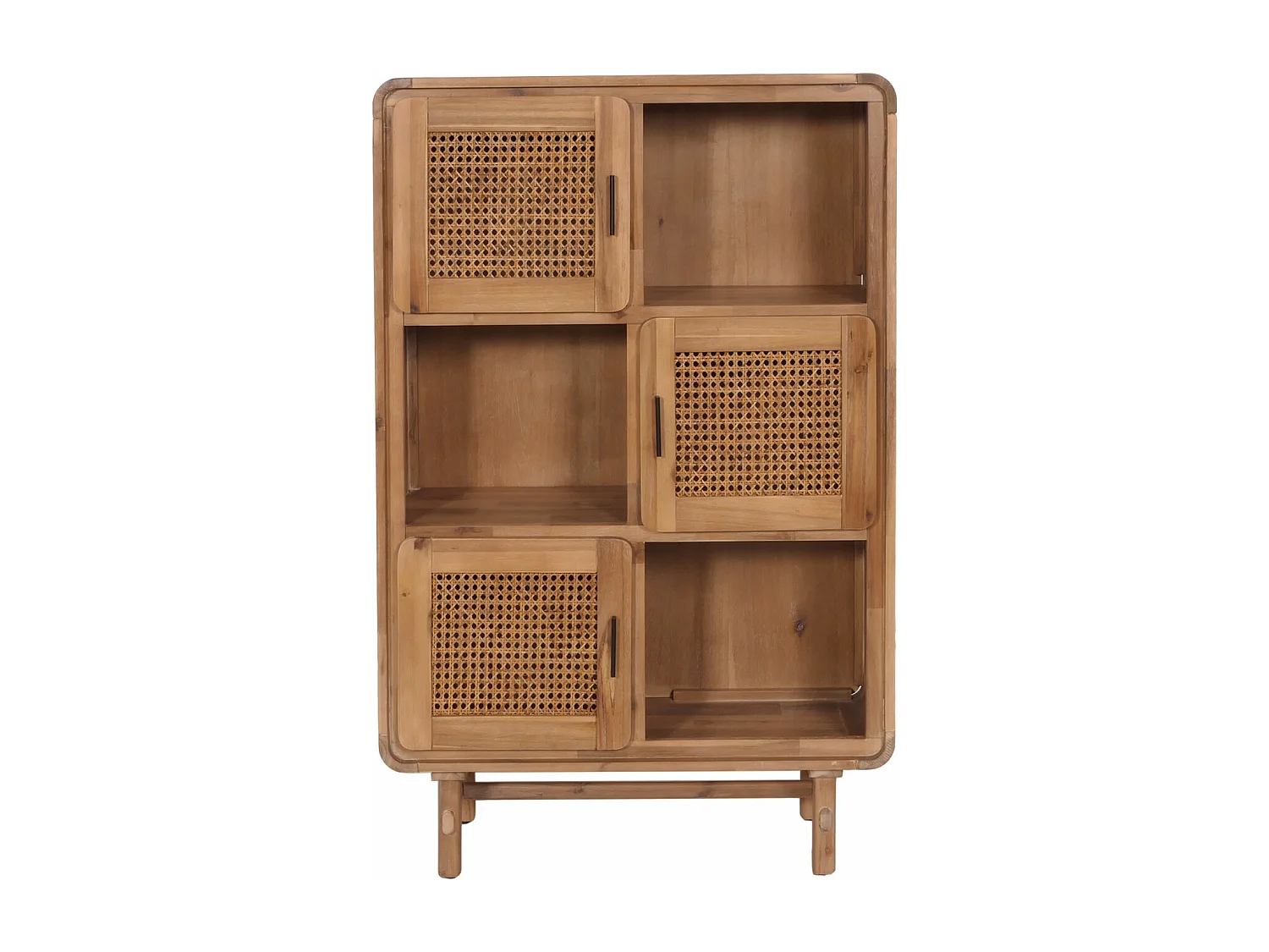 Credenza cassettiera highboard vintage MCW-M47 141x90x35cm rattan legno acacia teak