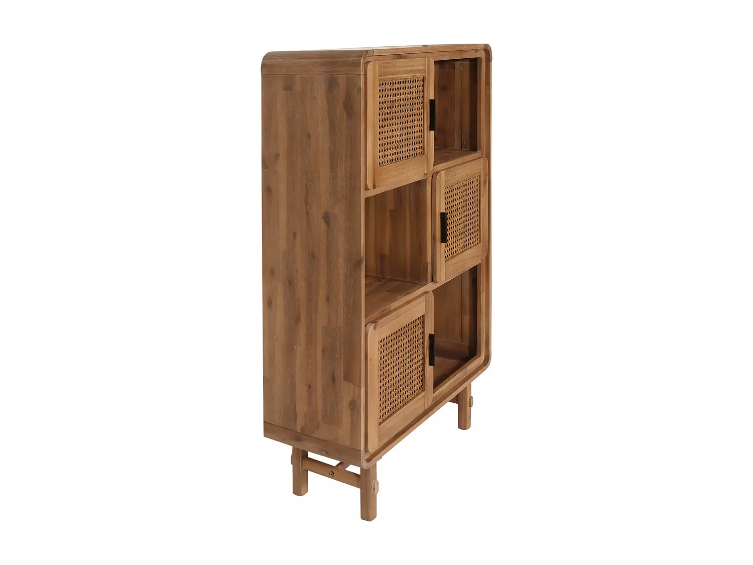 Credenza cassettiera highboard vintage MCW-M47 141x90x35cm rattan legno acacia teak