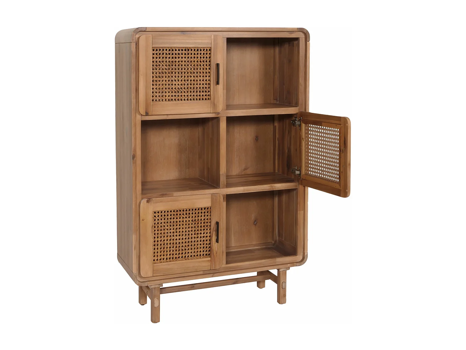 Credenza cassettiera highboard vintage MCW-M47 141x90x35cm rattan legno acacia teak