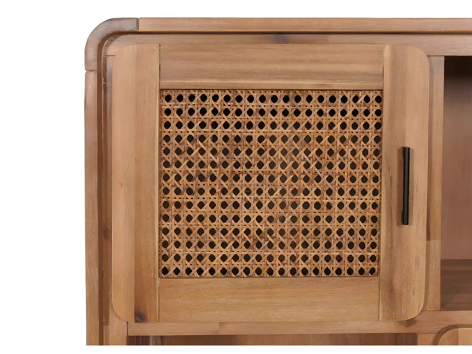 Credenza cassettiera highboard vintage MCW-M47 141x90x35cm rattan legno acacia teak