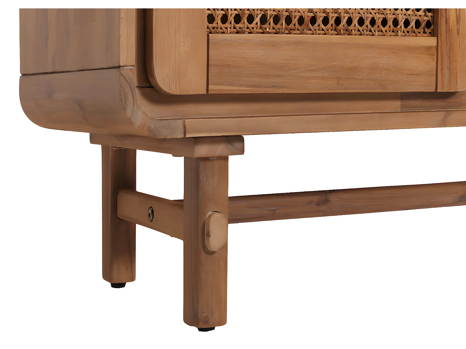 Credenza cassettiera highboard vintage MCW-M47 141x90x35cm rattan legno acacia teak