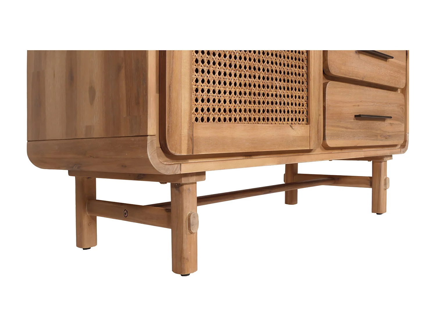 Credenza cassettiera highboard vintage MCW-M47 101x109x45cm rattan legno acacia teak