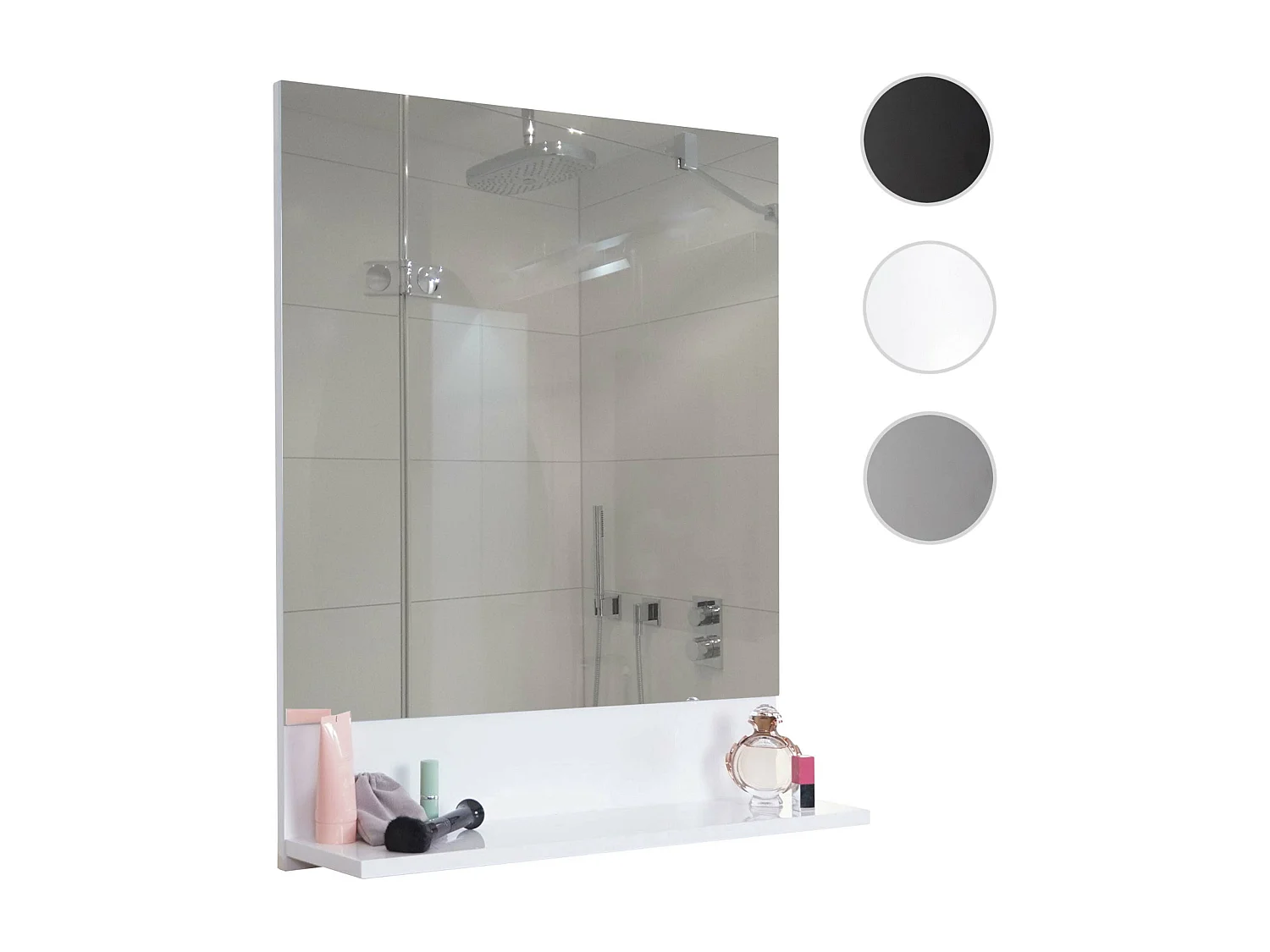 Wandspiegel met legplank MCW-B19,  wit