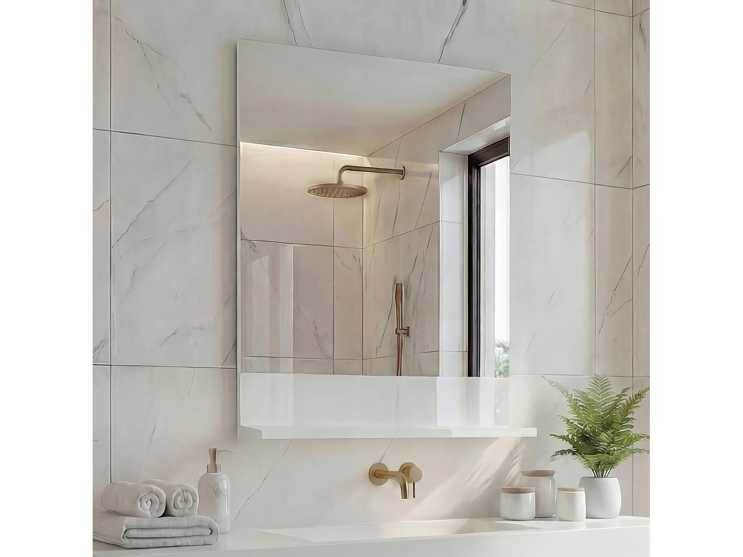 Wandspiegel mit Ablage MCW-B19, Weiß